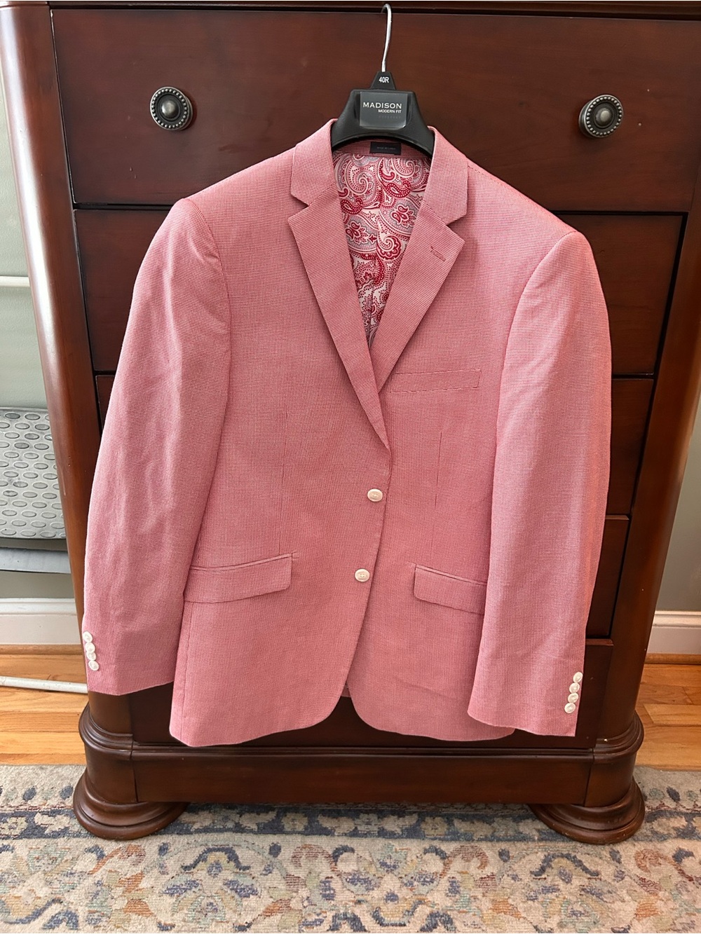 Madison Dusty Pink Men's Blazer with Paisley Lining